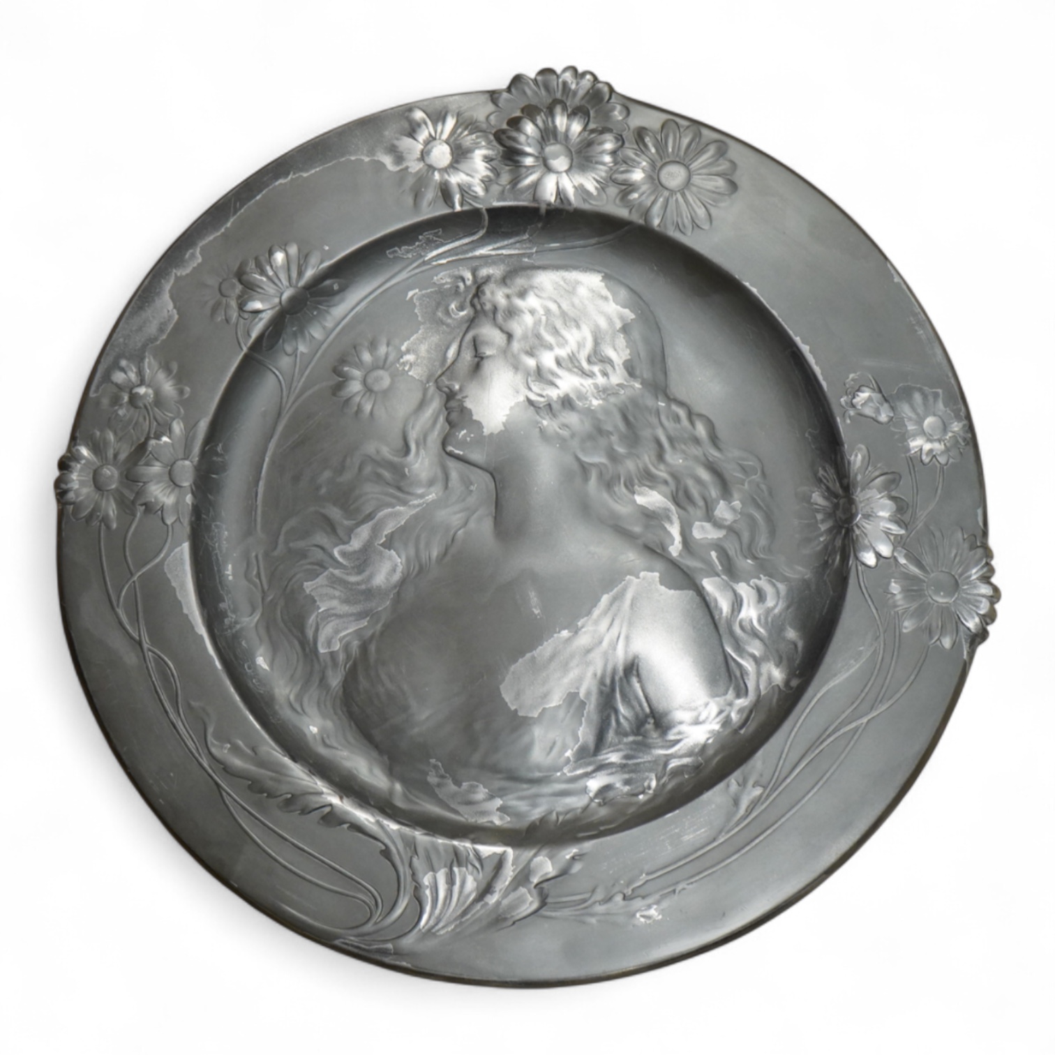 A circular Art Nouveau style figural wall charger, 50cm in diameter
